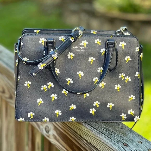 Kate Spade Laurel Way Daisy Toss Reese Satchel Saffiano leather. Nightcap color. - Picture 2 of 8